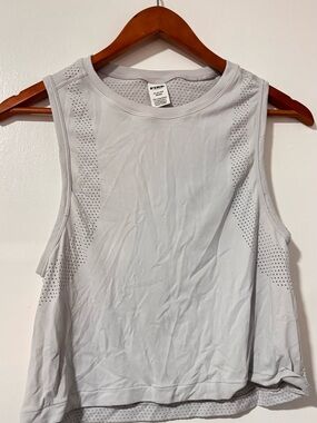 Victoria’s Secret PINK Seamless Mesh Workout Crop Tank Light Gray XS
